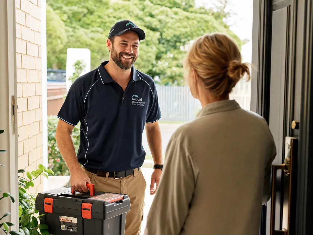 A friendly tradesperson supporting a community member